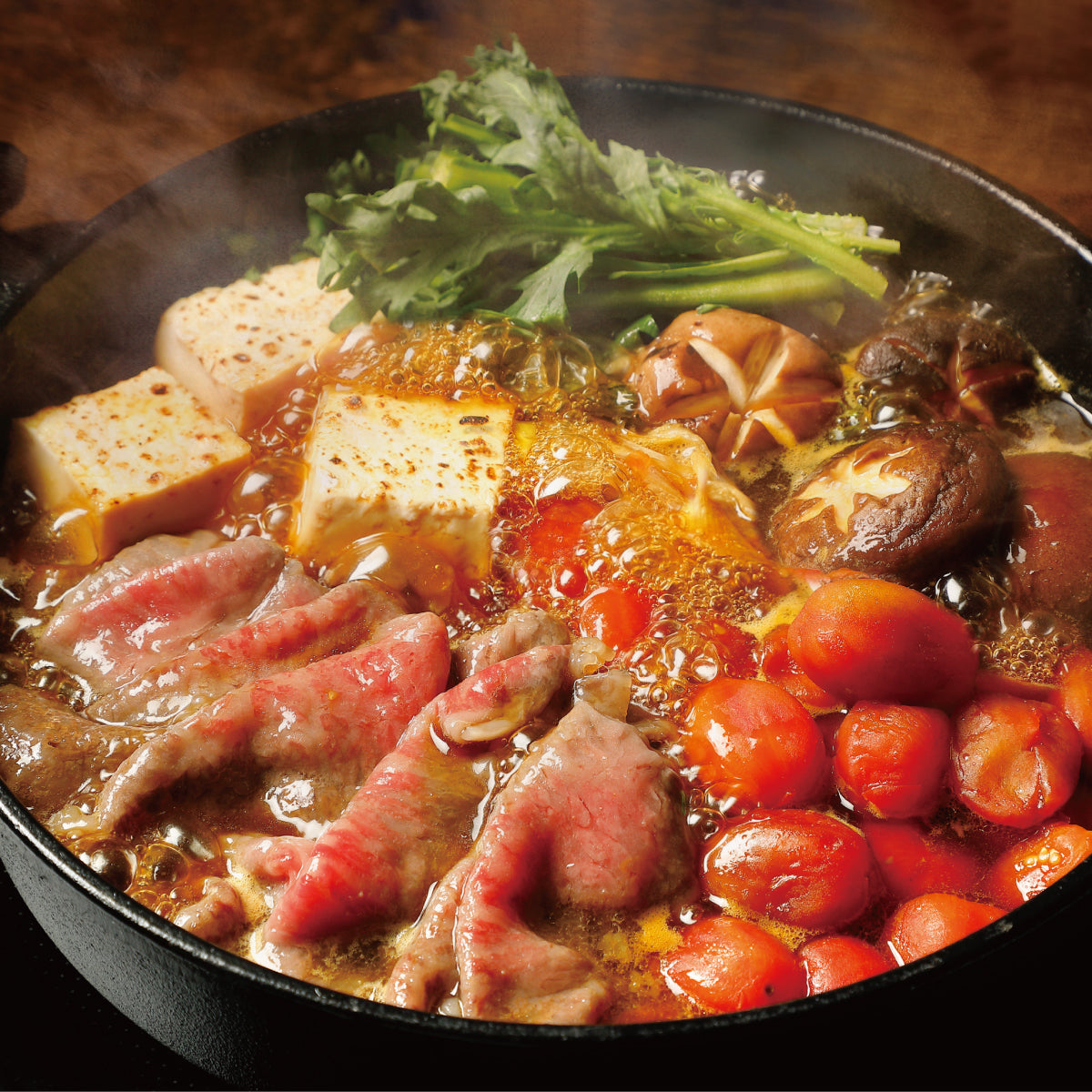福島牛×ワンダーファーム産トマトのすき焼き【2人前】 – &CROSS